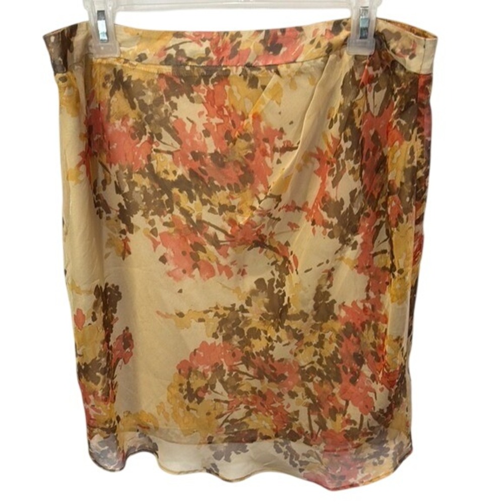 AK Anne Klein Skirt Size 12 Floral Print‎ Knee Length Lined Career